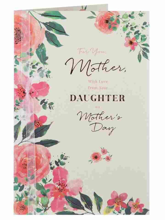Glitter Roses Mother's Day From Your Daughter Handmade Traditional Card
