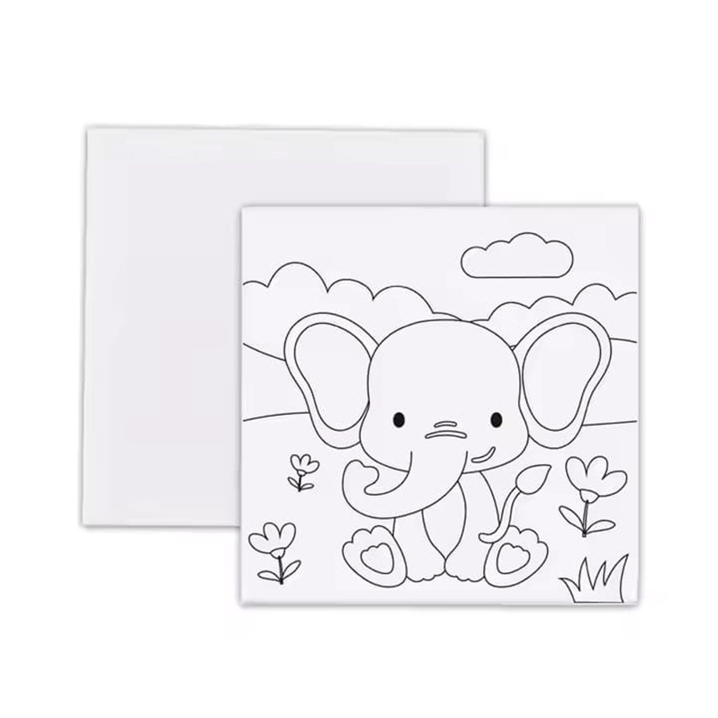 15 x 15cm Pre Drawn Outline Canvas Paint For Kids