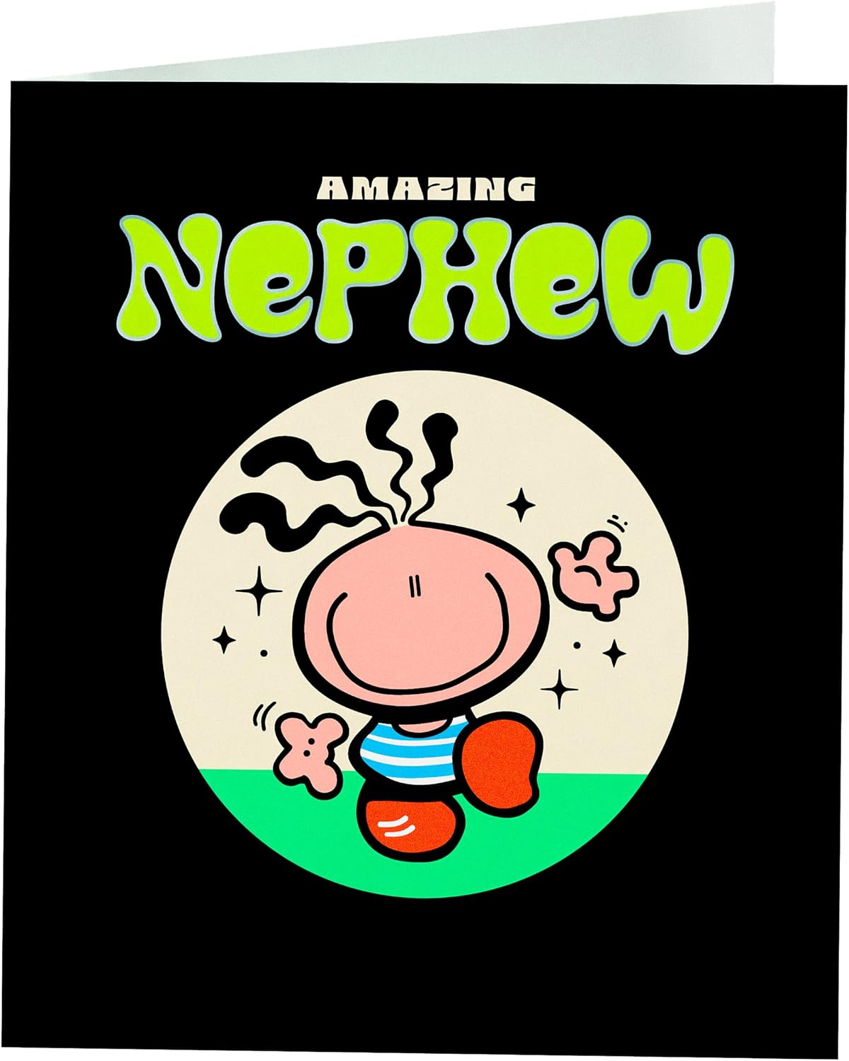 Character with Stripe Top Design Nephew Birthday Card