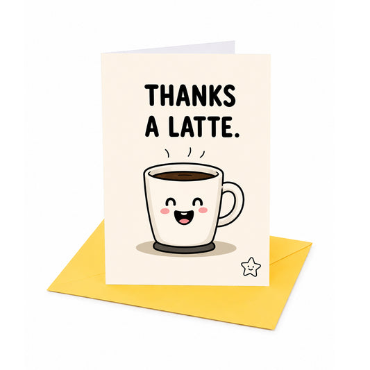 Coffee Cup With Latte Design Thank You Card