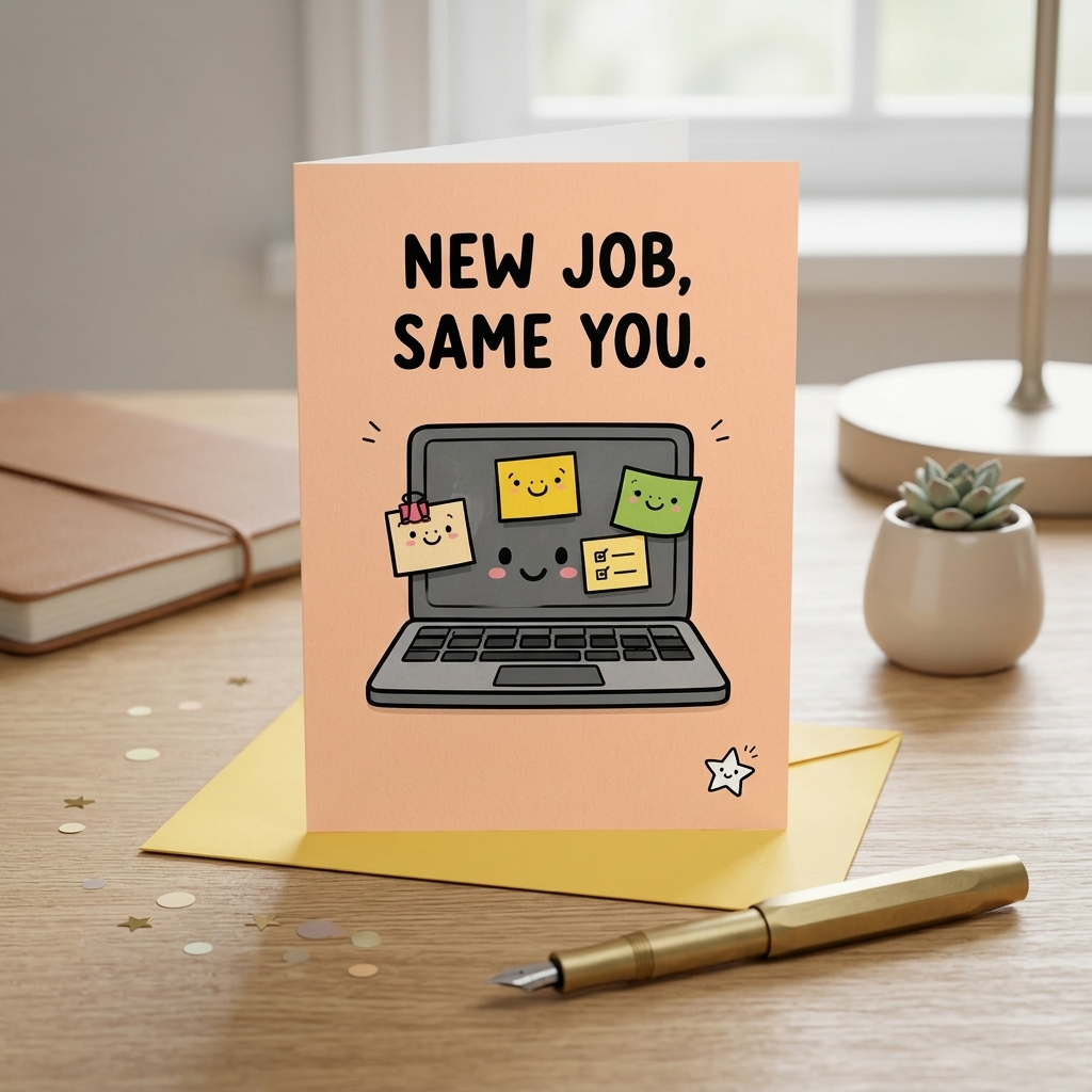 New Job Same You Good Luck Card
