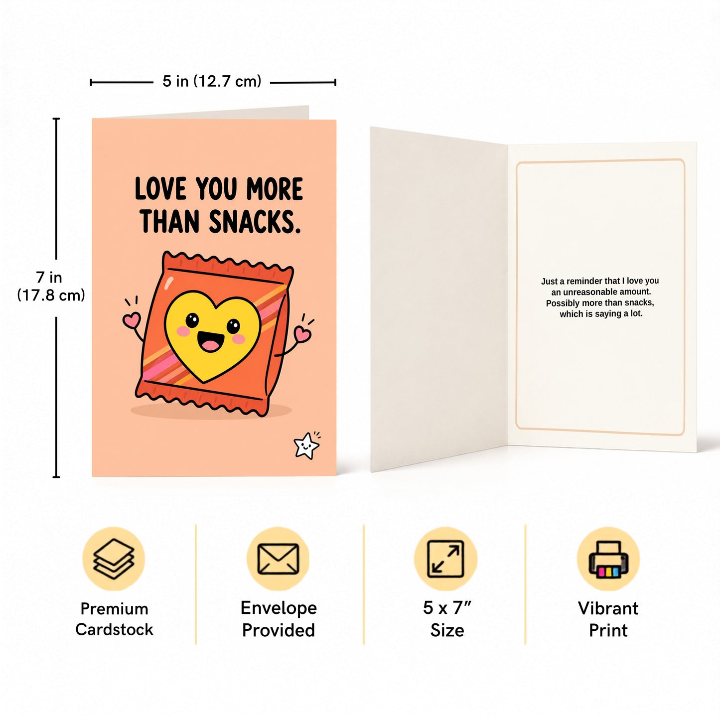Love You More Than Snacks Open Card Valentine's Day, Anniversary