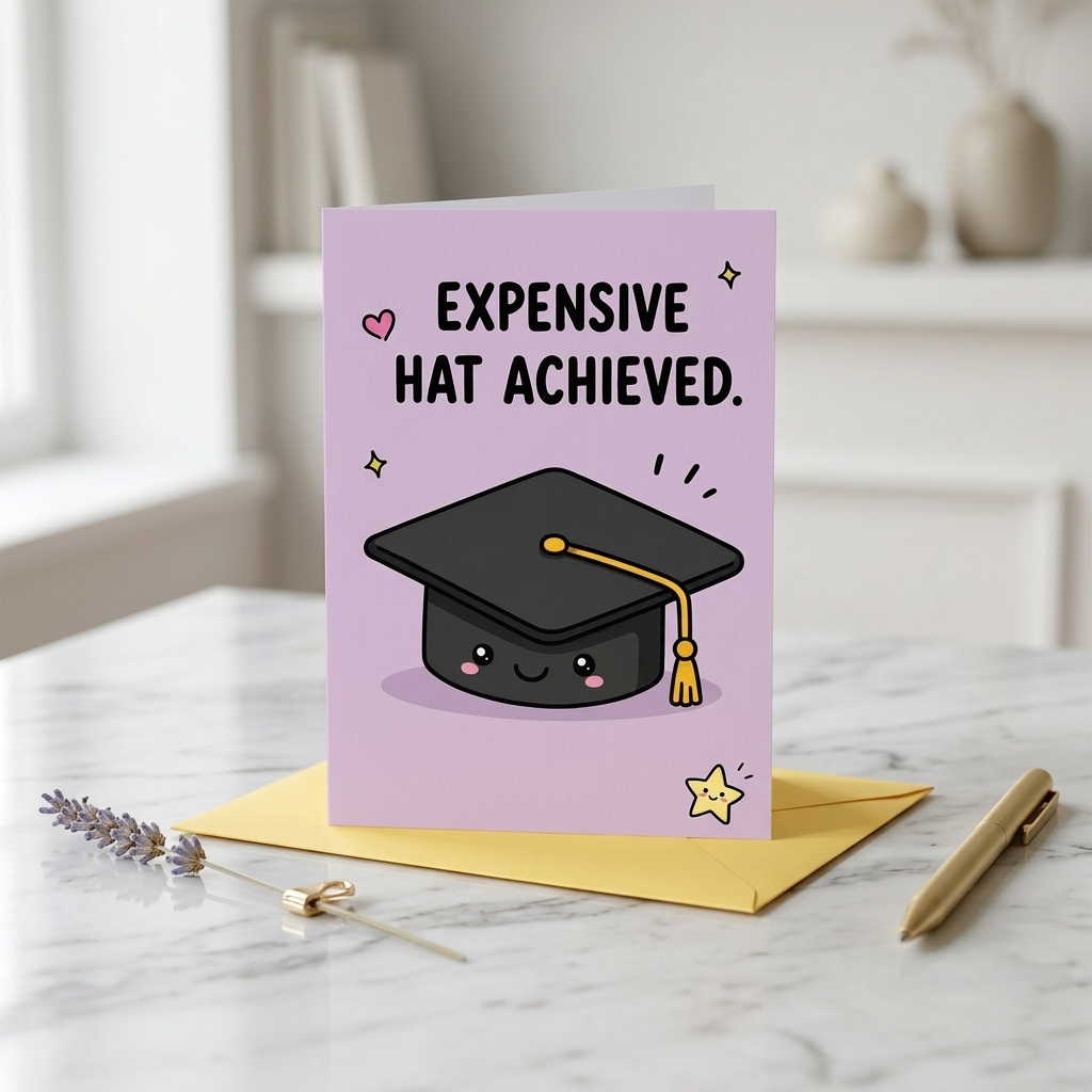 Expensive Hat Achieved Graduation Congratulations Card