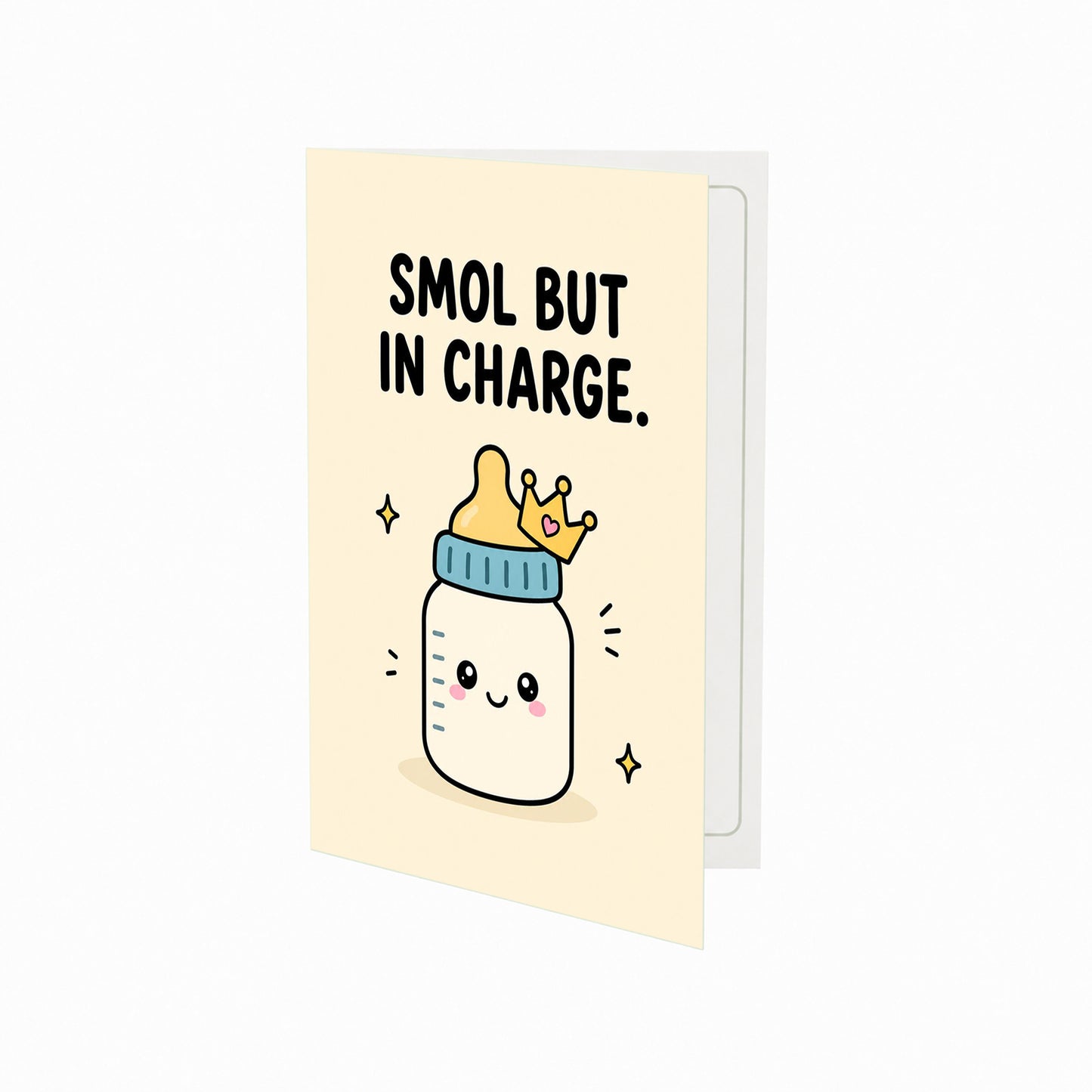 Smol But In Charge New Baby Congratulations Card