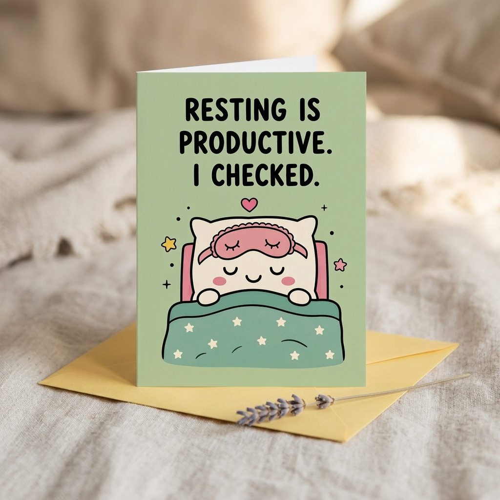 Resting is Productive I Checked Get Well Soon Card