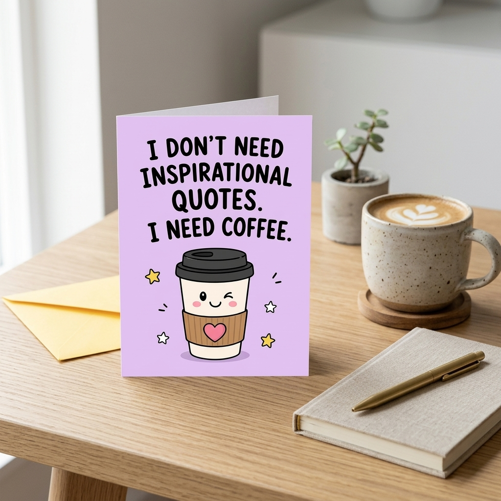 I Don't Need Inspirational Quotes I Need Coffee Open Greeting Card