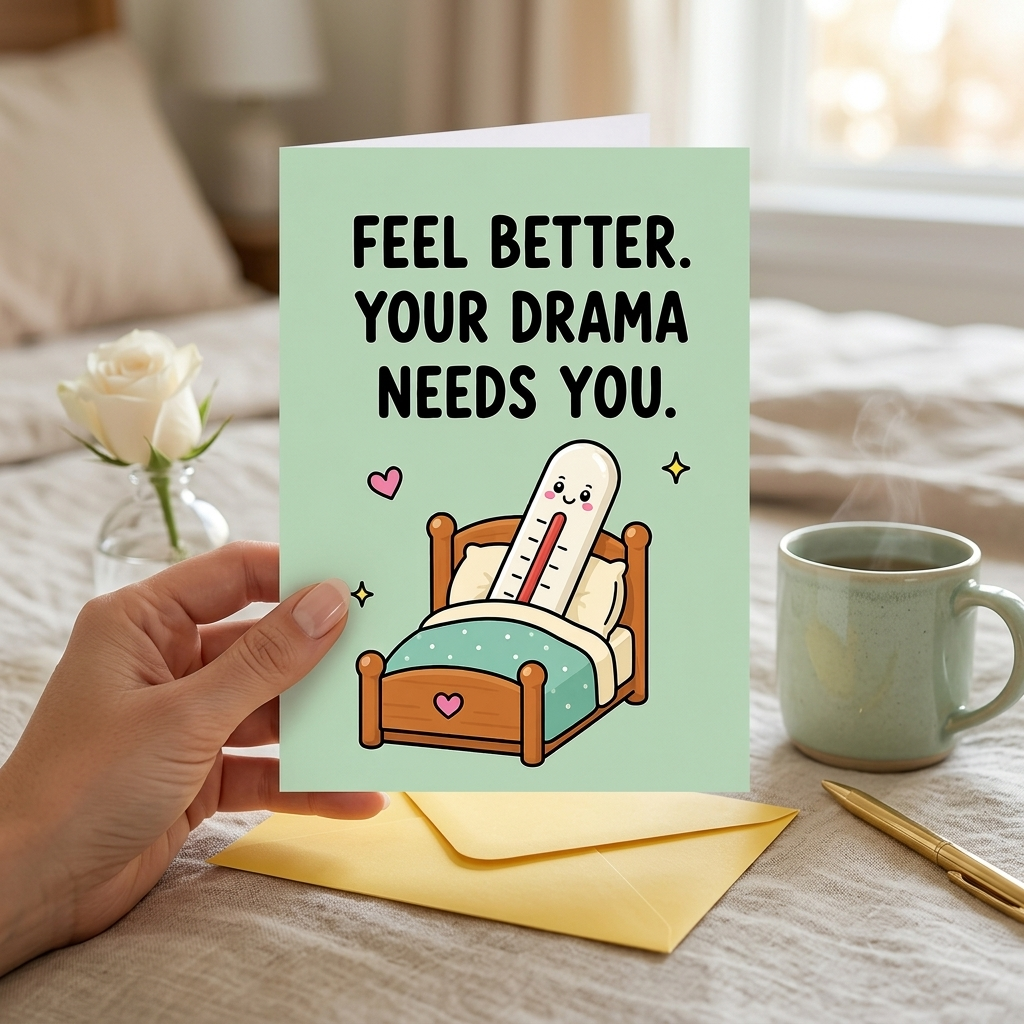 Feel Better Your Drama Needs You Get Well Soon Card