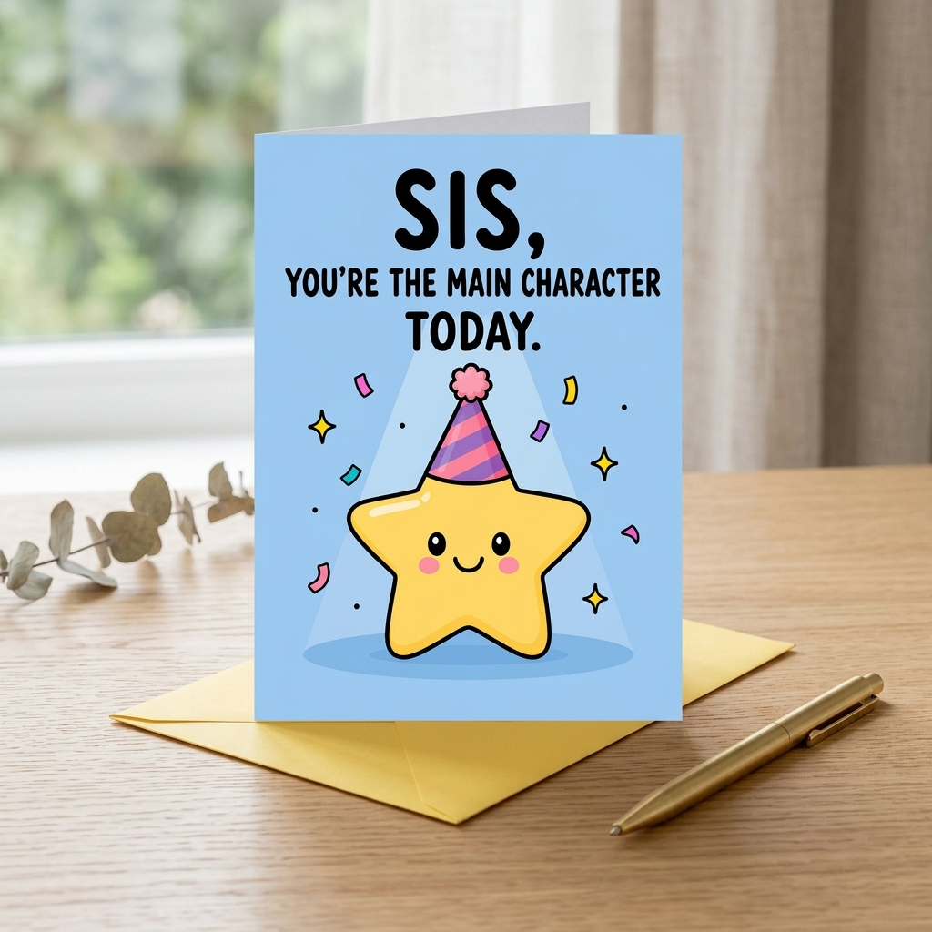 Sis You're The Main Character Today Sister Birthday Card