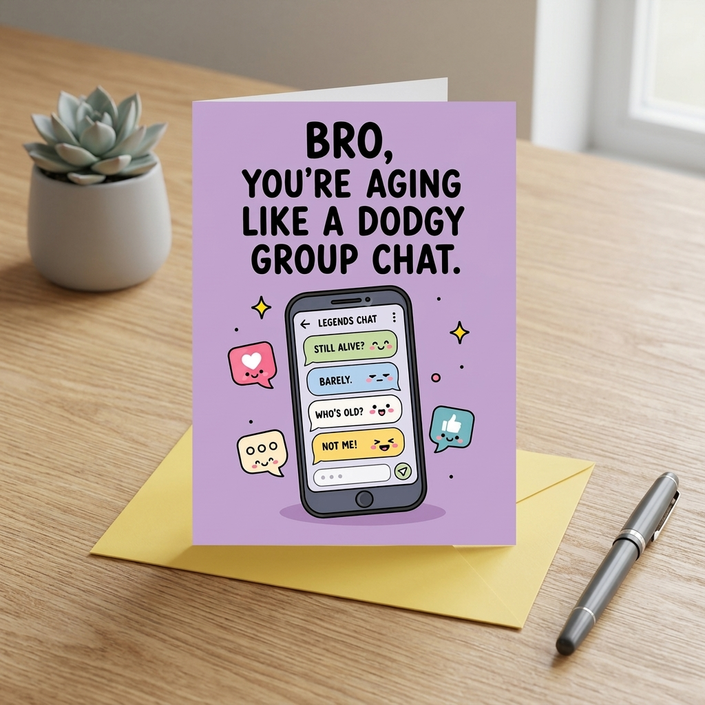 Bro You're Aging Like A Dodgy Group Chat Brother Birthday Card