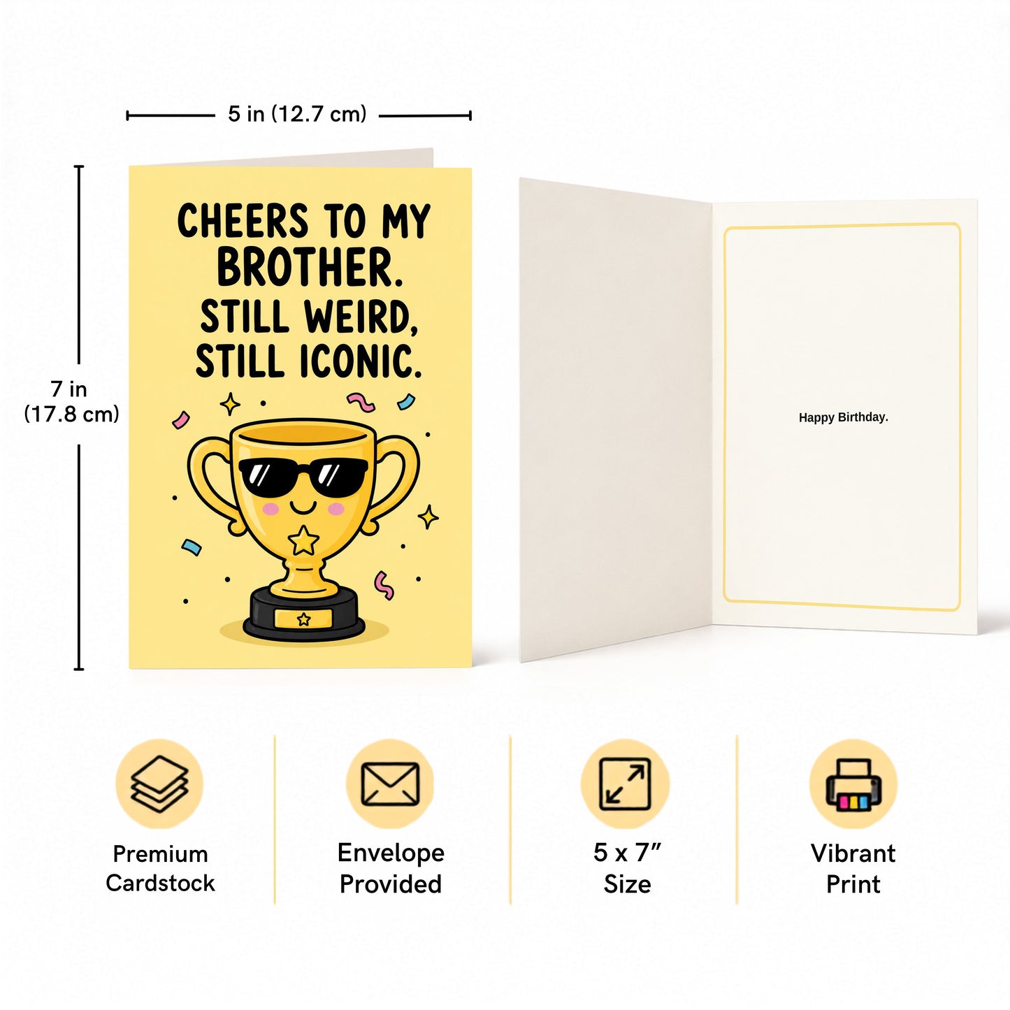 Cheers To My Brother Still Weird Still Iconic Birthday Card