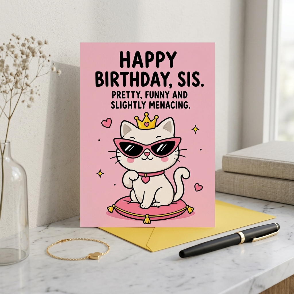Sis Pretty Funny Slightly Menacing Sister Birthday Card
