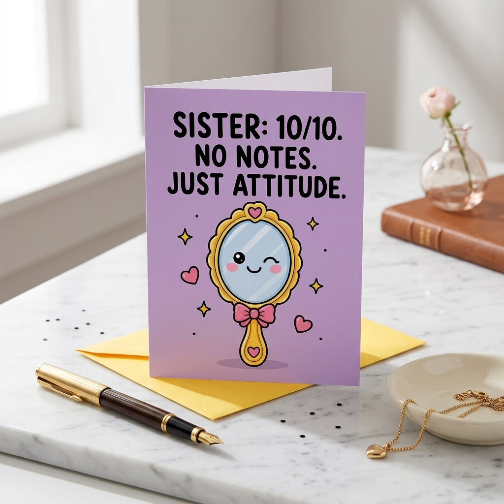 10/10 No Notes Just Attitude Sister Birthday Card