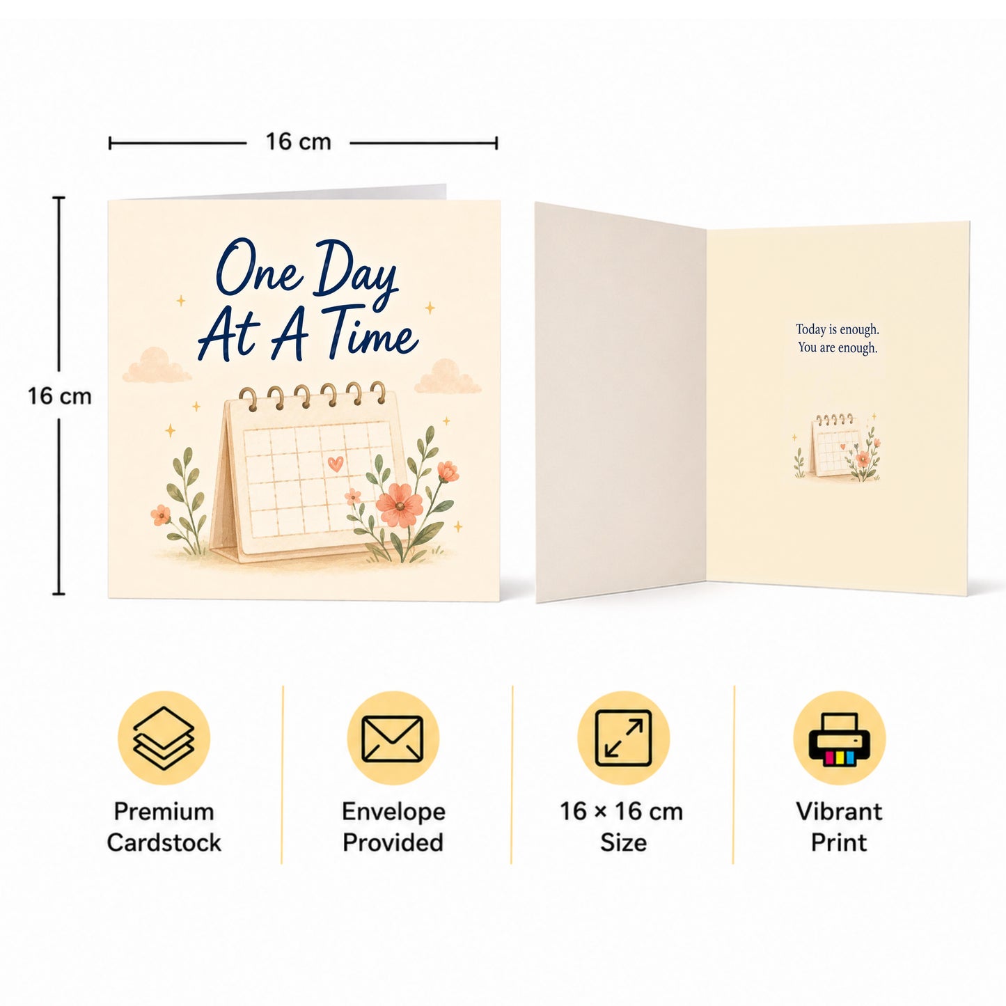 One Day at a Time Encouragement Card Recovery, Sobriety, Anxiety, Hard Times Motivational 