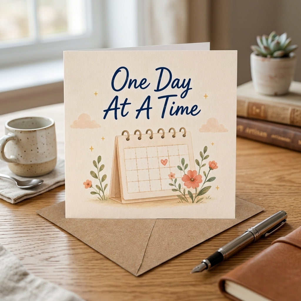 One Day at a Time Encouragement Card Recovery, Sobriety, Anxiety, Hard Times Motivational 