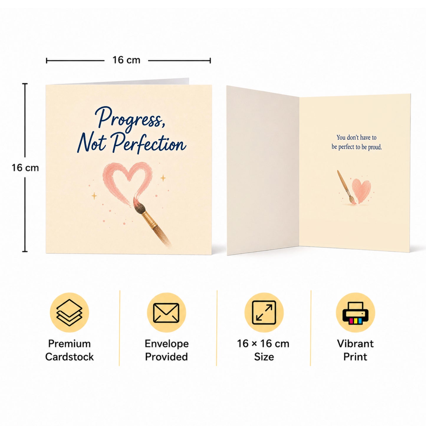 Progress Not Perfection Encouragement Card Self Compassion