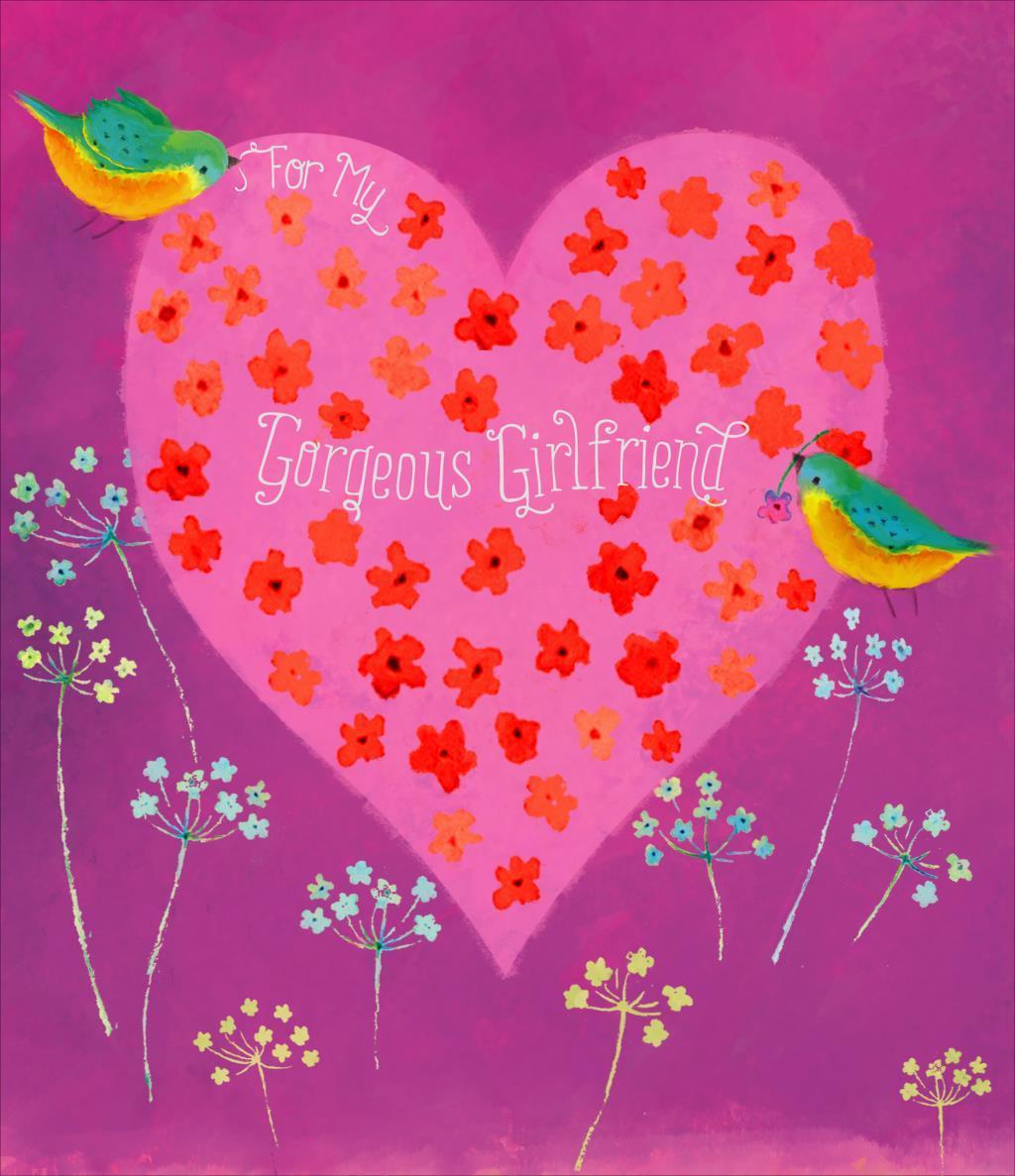 Gorgeous Girlfriend Colourfull Love Birds Valentine's Day Card