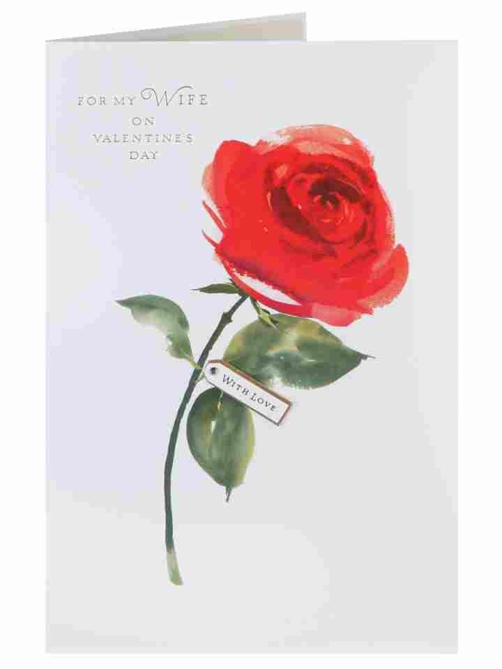 For My Wife Single Rose Design Valentine's Day Card