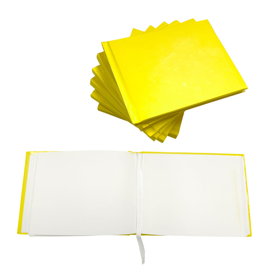 Pack of 60 Plain Cover 100 Pages Yellow Autograph Books – School Leavers Signature, End of Term Memory Book
