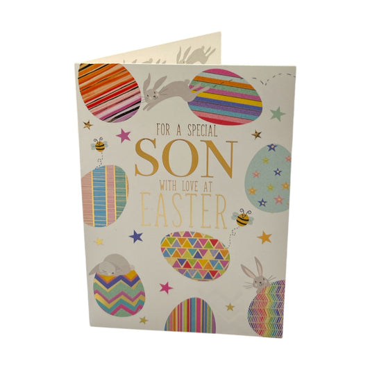 For Son Multicoloured Eggs Pattern Design Easter Card