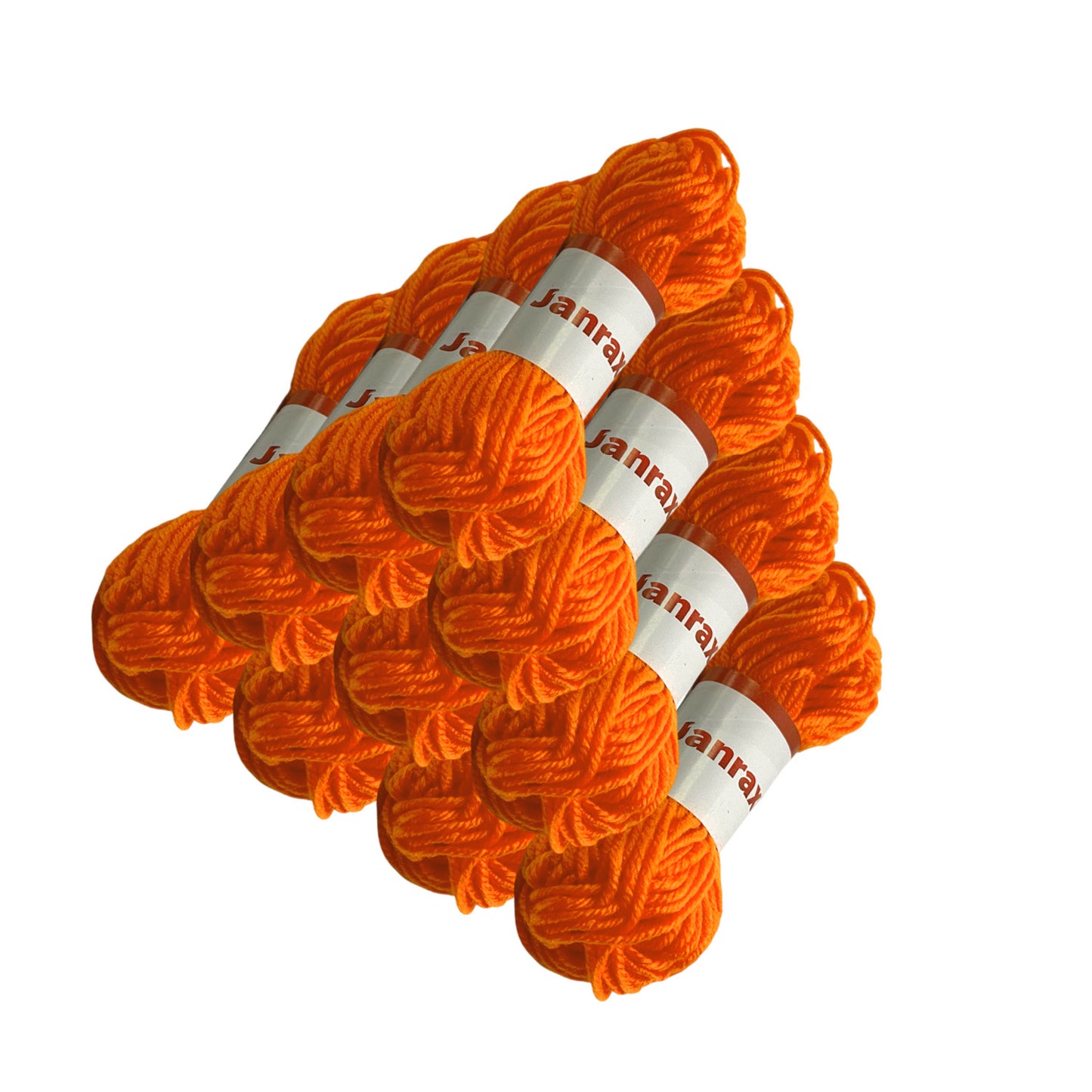 Pack of 20 Orange Acrylic Yarn Rolls – 10g each, 4 Strand 8 Ply Knitting Wool
