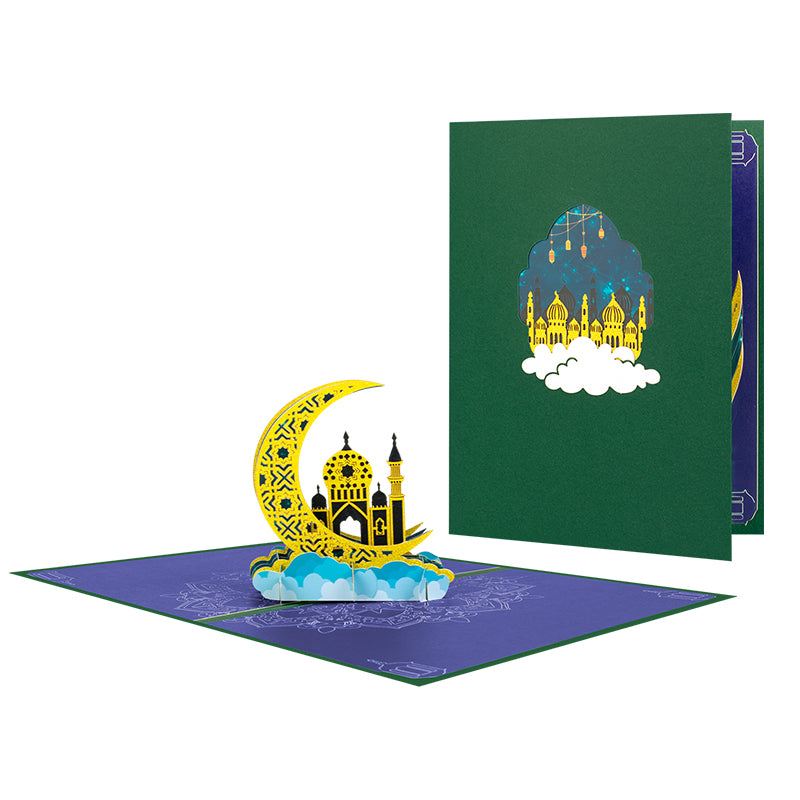 Peace and Joy Crescent Blessings Eid 3D Pop Up Greeting Card