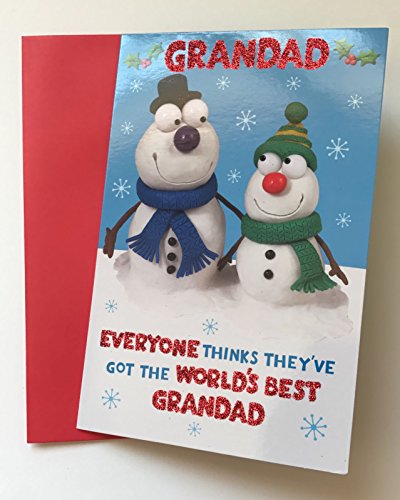 Grandad Snowmen Glitter Finished Christmas Card 