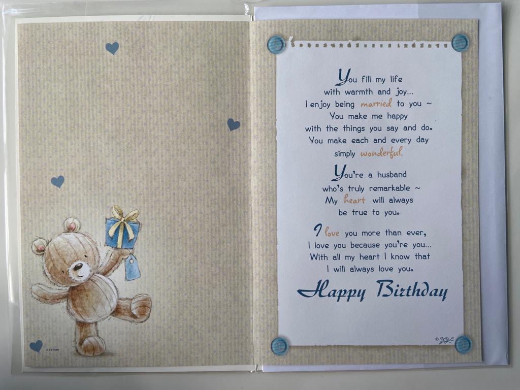 Cute Tubby Husband Sentimental Verse Birthday Card