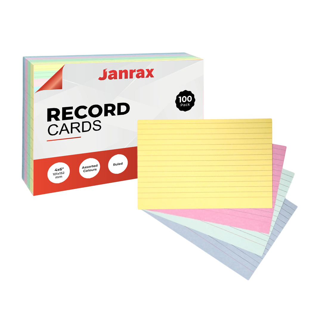 Pack of 1200 Assorted Colour Ruled 6x4" Record Cards – Lined Study Index Cards for Notes, Revision