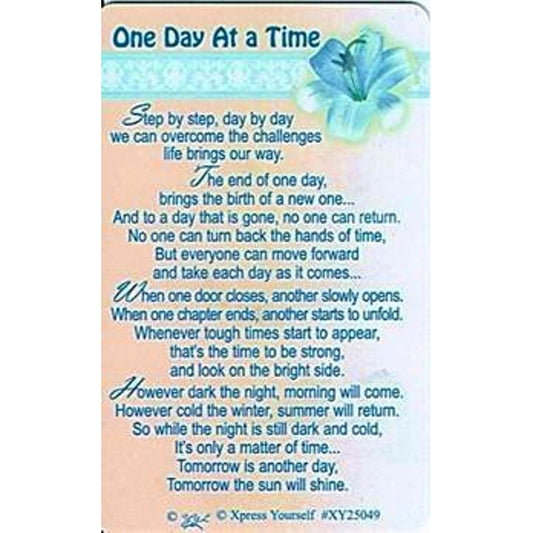 Inspirational Keepsake Card One Day At A Time Xpress Yourself Keepsake Wallet Purse Card