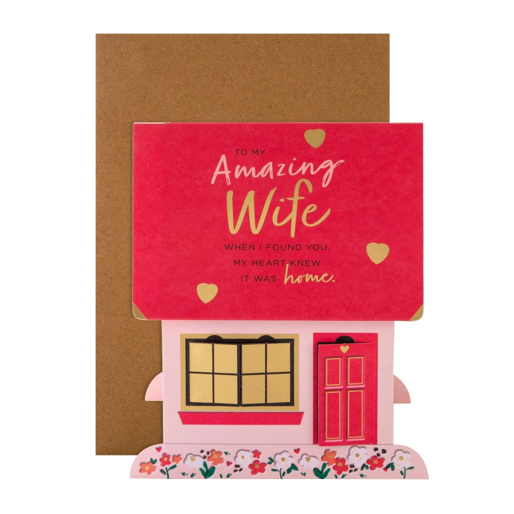 Pop Up 3D House Design Wife Valentine's Day Card