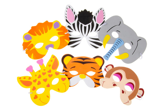 Pack of 6 Wild Animal Foam Masks