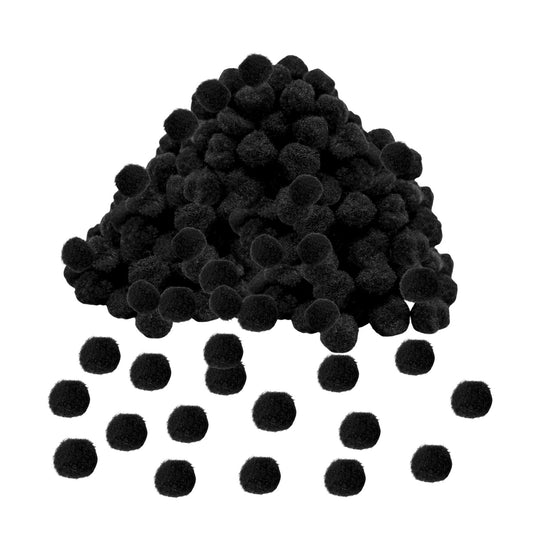 Pack of 250 Black Pom Poms 1.5cm – Soft Fluffy Craft Balls