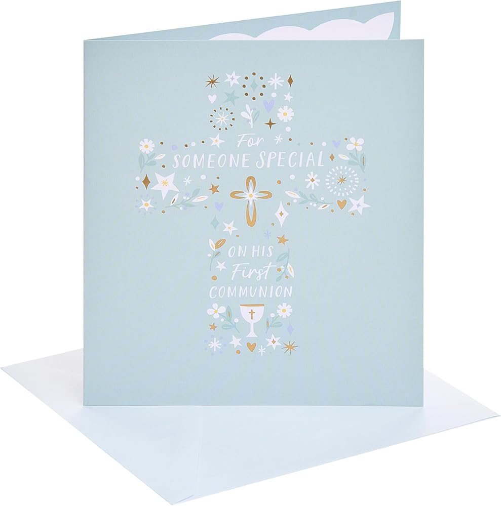 Cross Icons Design for Boy Communion Congratulations Card