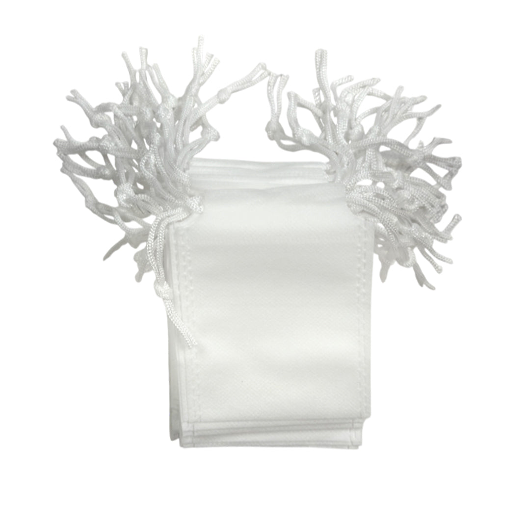 Pack of 50 White Coloured 12x9cm Non-Woven Drawstring Bags