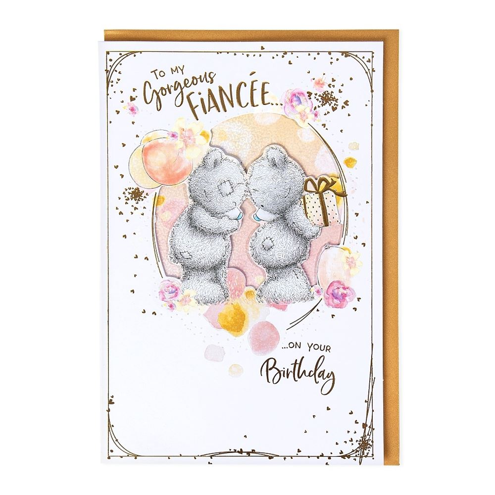Two Bears And Gift To My Gorgeous Fiancée Luxury Handmade Birthday Card
