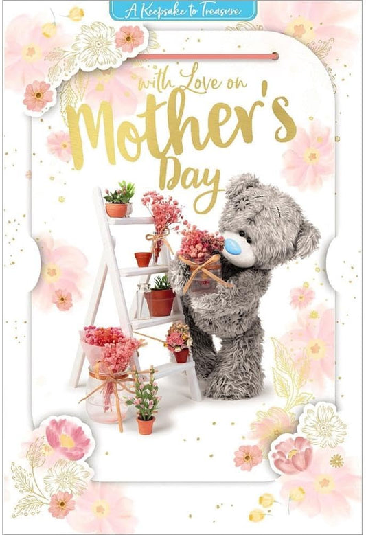 Bear With Ladder And Plant Pots Mother's Day 3D Keepsake Card