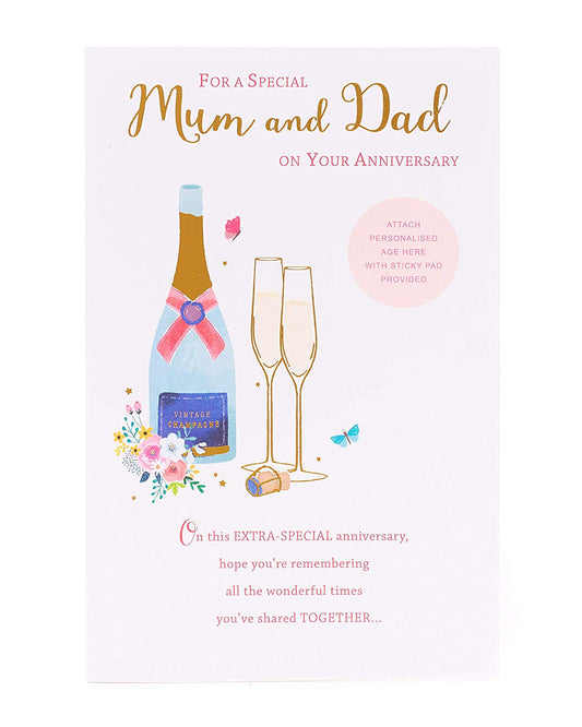 Mum And Dad Anniversary personalize 25, 30, 40, 50 and 60 Card 