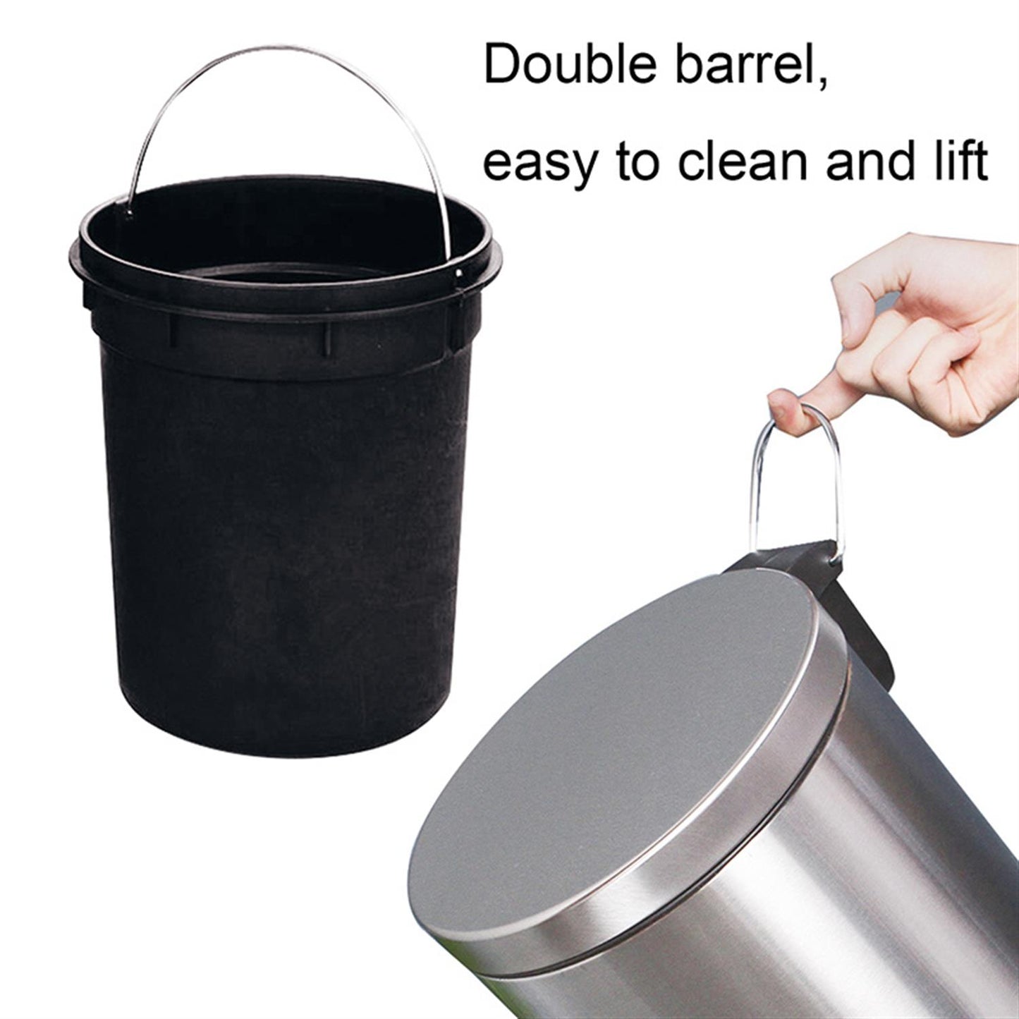 Stainless Steel Silver Metal Wastebin 12L