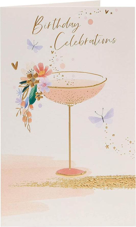 Gold Foil Cocktail Design Birthday Card