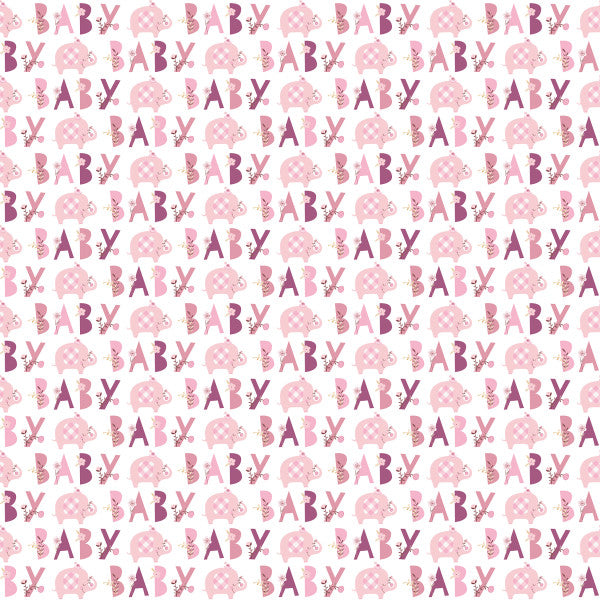 Pink Floral Elephant Gift Wrap 30"x 5ft