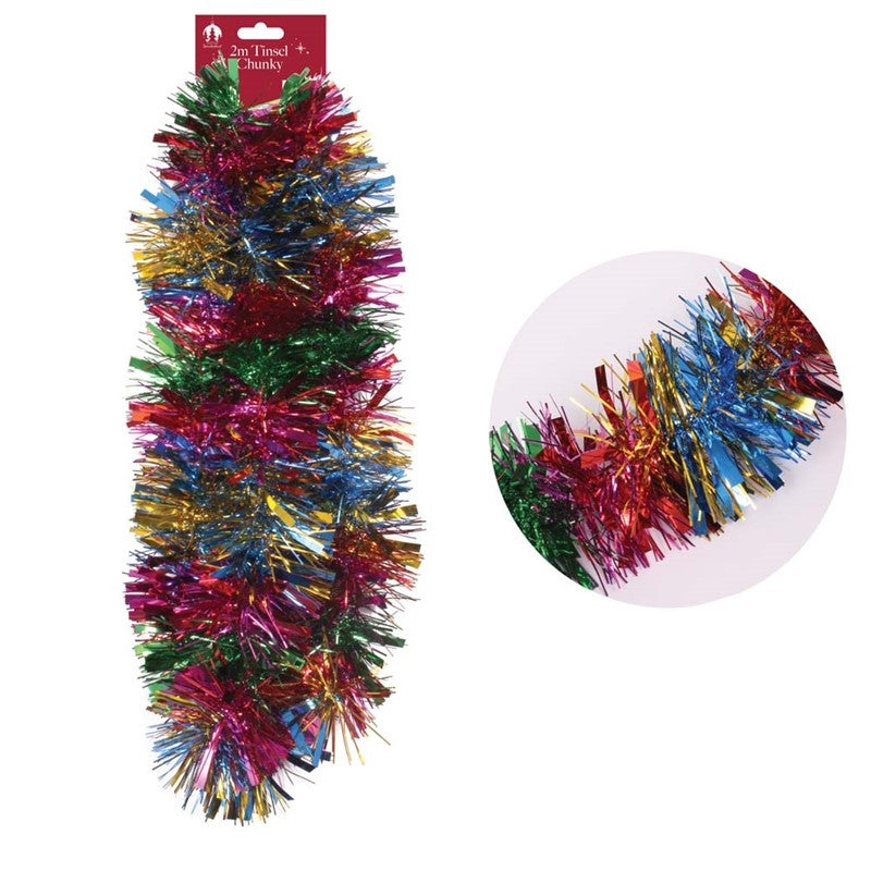 2m Christmas Chunky Tinsel - Multicoloured