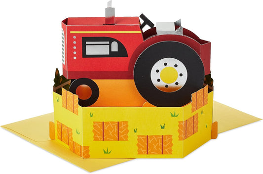 Red Tractor Pop Up Kids Birthday Card