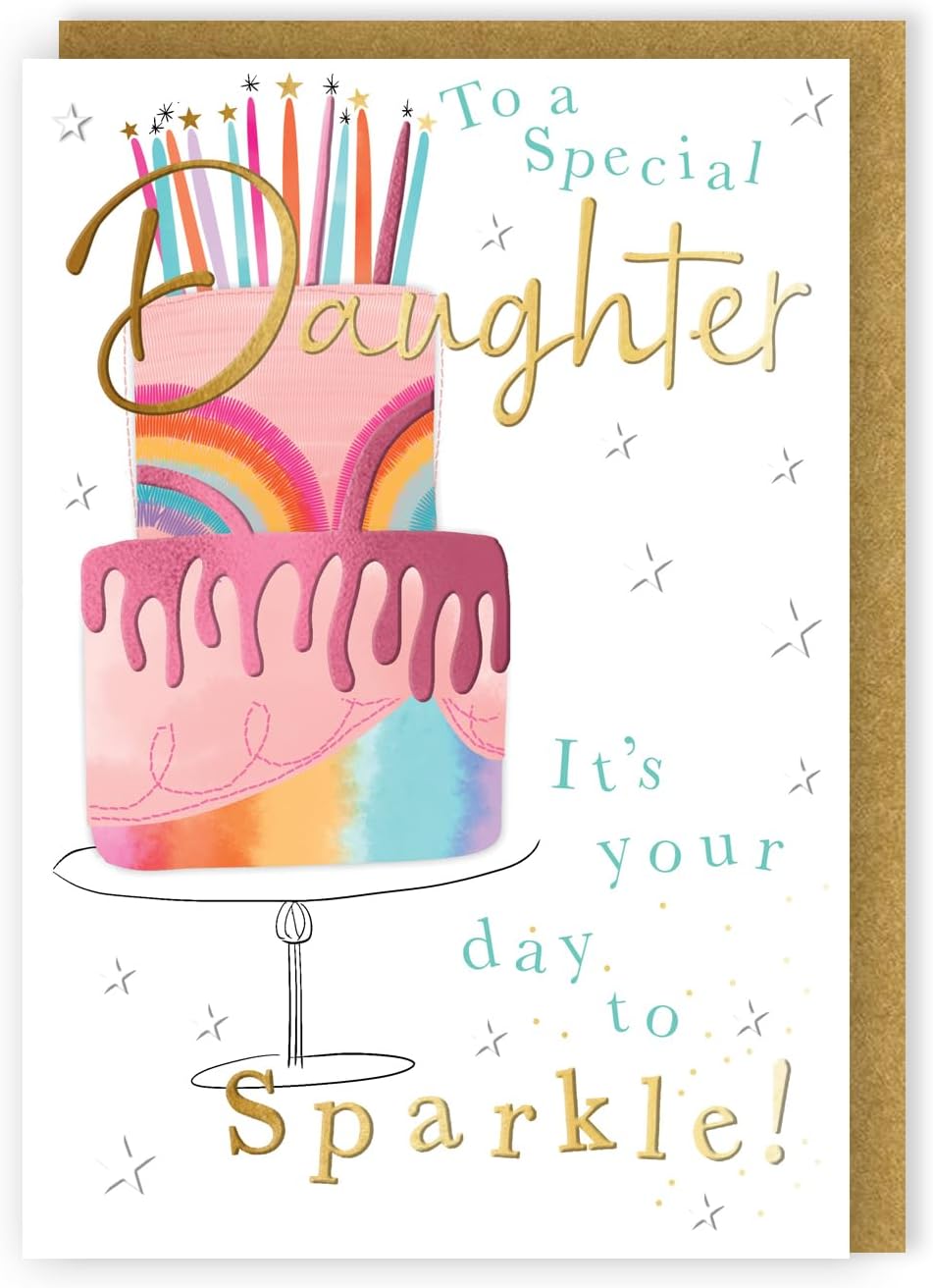 Sparkle! Rainbowtastic Cake To A Special Daughter Birthday Card