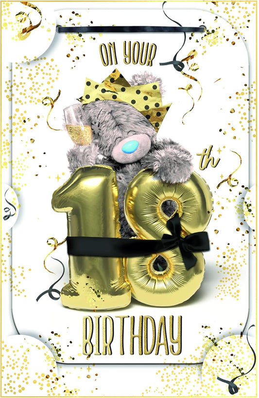 Bear With Balloons 3D Photo Finish Keepsake 18th Birthday Card