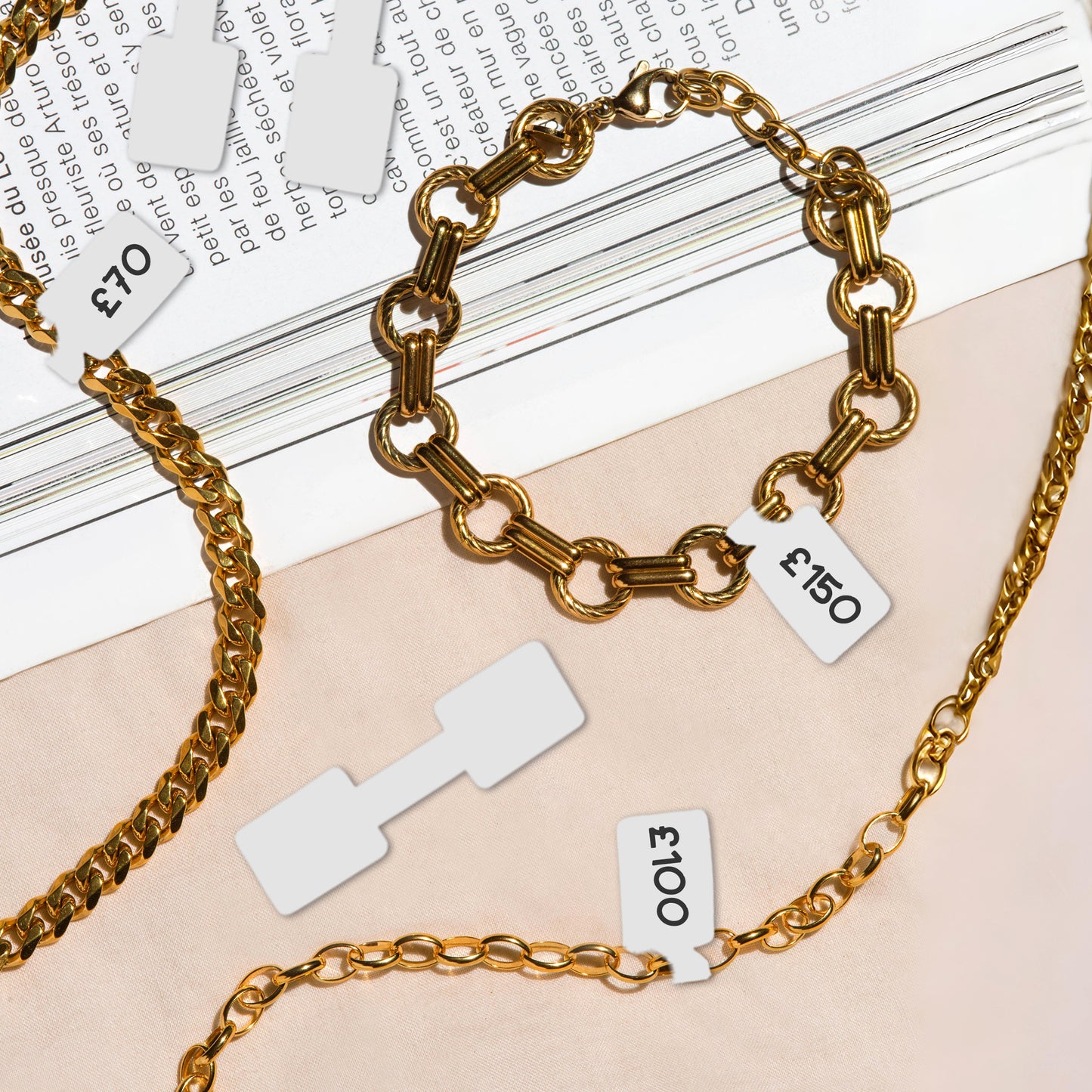 Pack of 3456 White Jewellery Labels 10x38mm