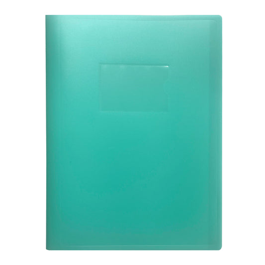 A4 Pastel Green Coloured Flexicover 20 Pocket Display Book with Card Pocket