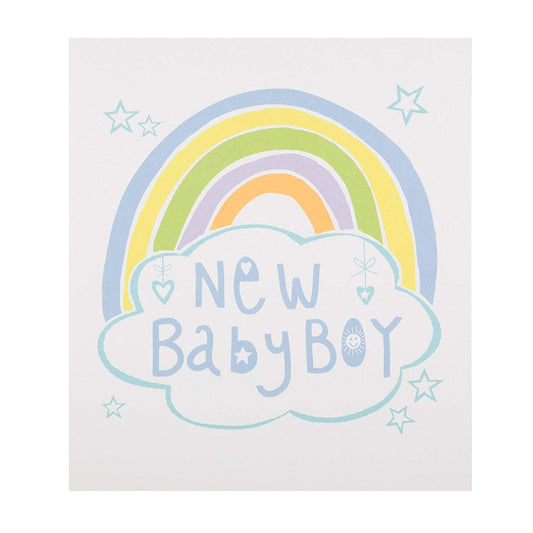 Rainbow "Congratulations" Baby Boy Card