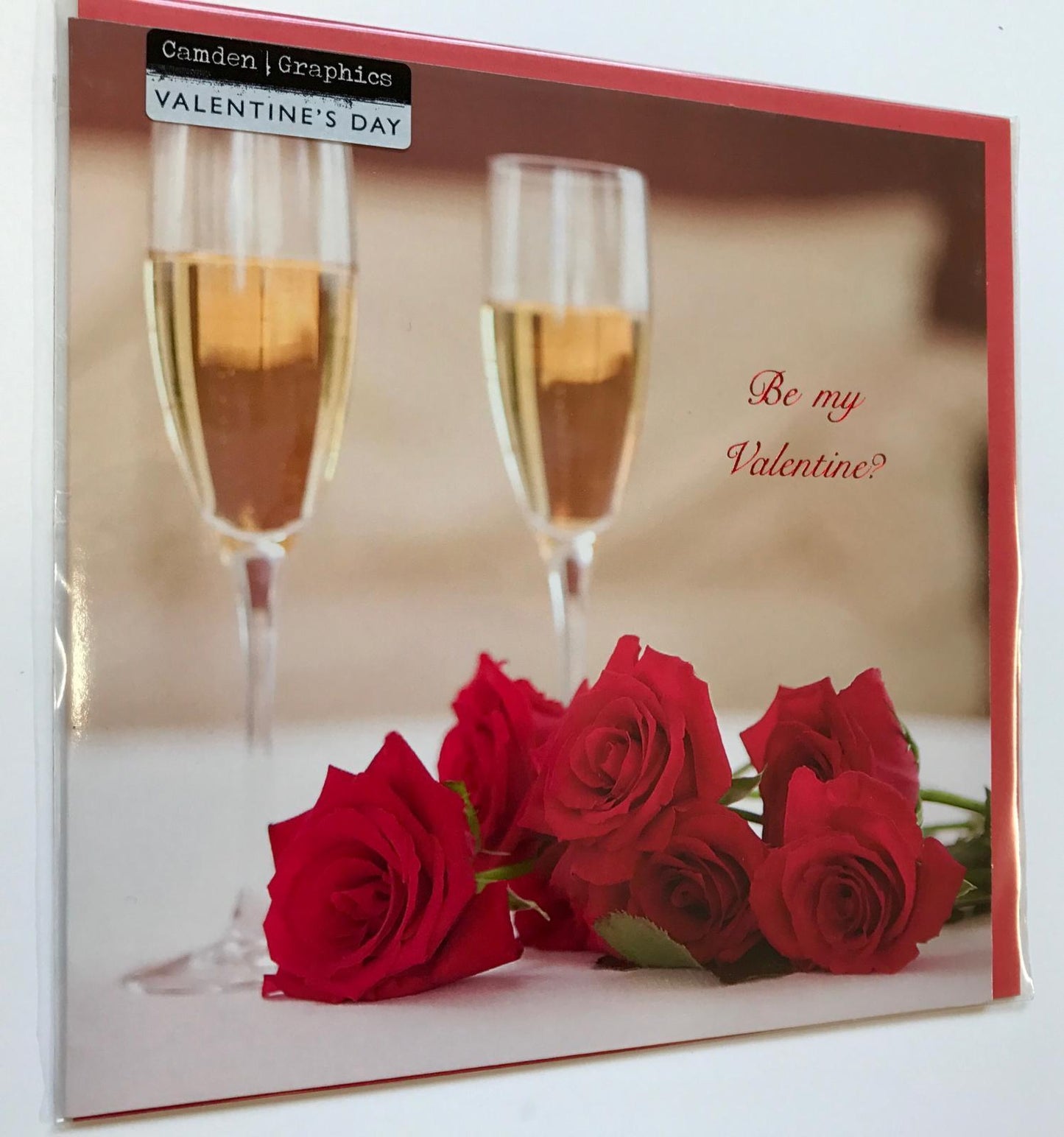 Be my Valentine? Champagne Glass & Roses Valentine's Day Greeting Card