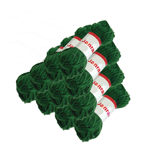 Pack of 10 Dark Green Acrylic Yarn Rolls – 10g each, 4 Strand 8 Ply Knitting Wool