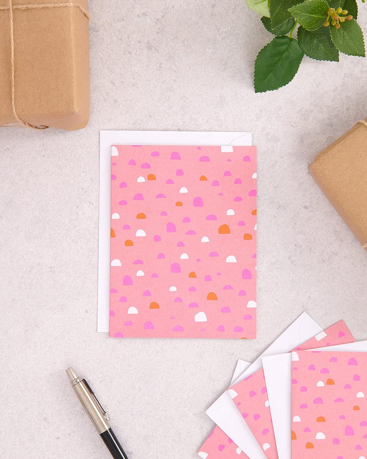 Pack of 10 Contemporary Neon Pink Pattern Design Any Ocassions Cards With Envelopes